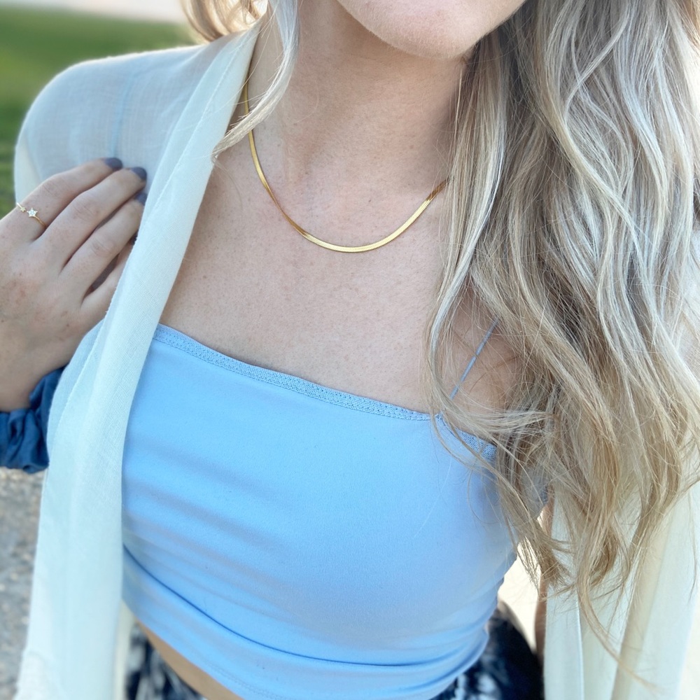 NEW Silver + 18kt Gold Snake Chain Necklace